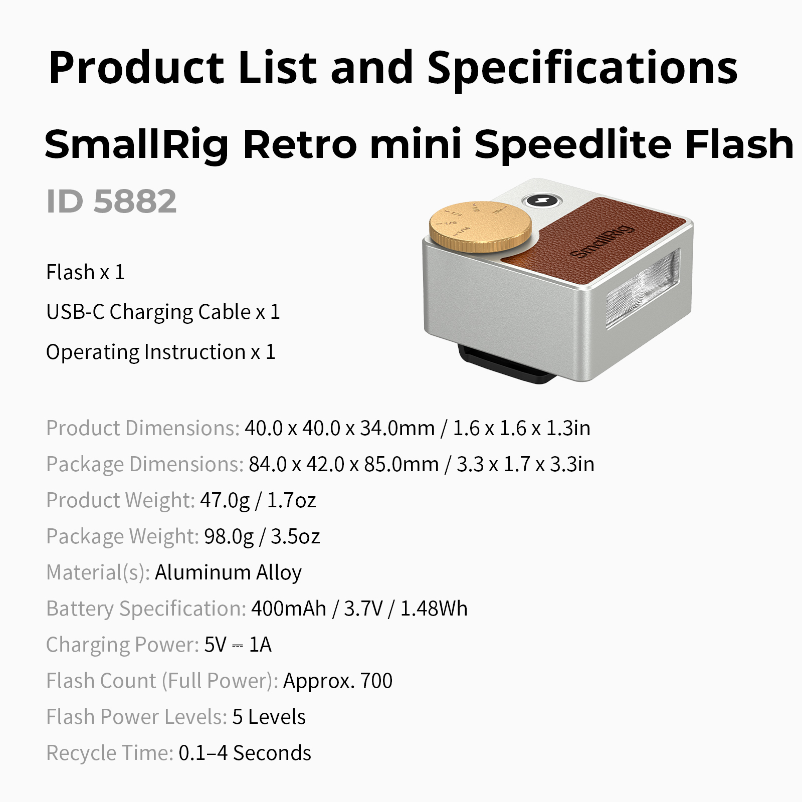 Retro Mini Speedlite Flash 45g for Compact Mirrorless (Fujifilm/Nikon/Sony/Ricoh), GN8-10, 5 Levels - immagine 10