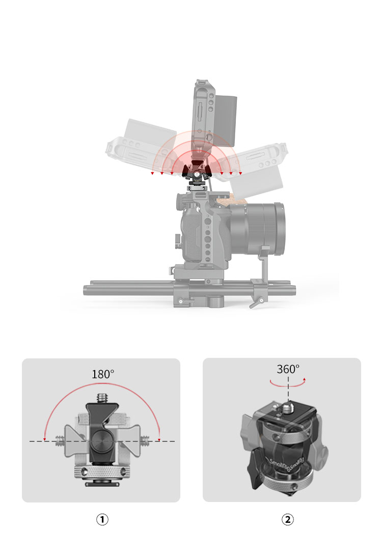 180° Adjustable Front to Back and 360° Rotatable