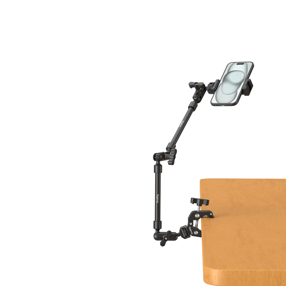 Desktop Shooting Magic Arm with Crab Clamp Kit for Phone, Webcam & Action Camera - immagine 9