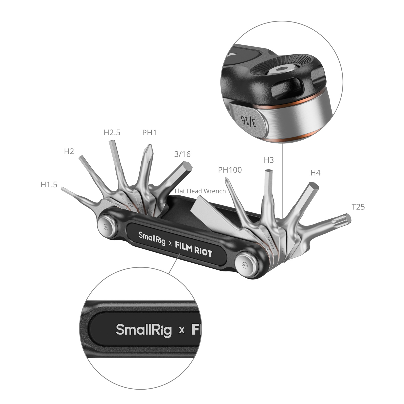SmallRig x FILM RIOT 10-in-1 Folding Wrench Set with Multiple Angle Positioning - immagine 3