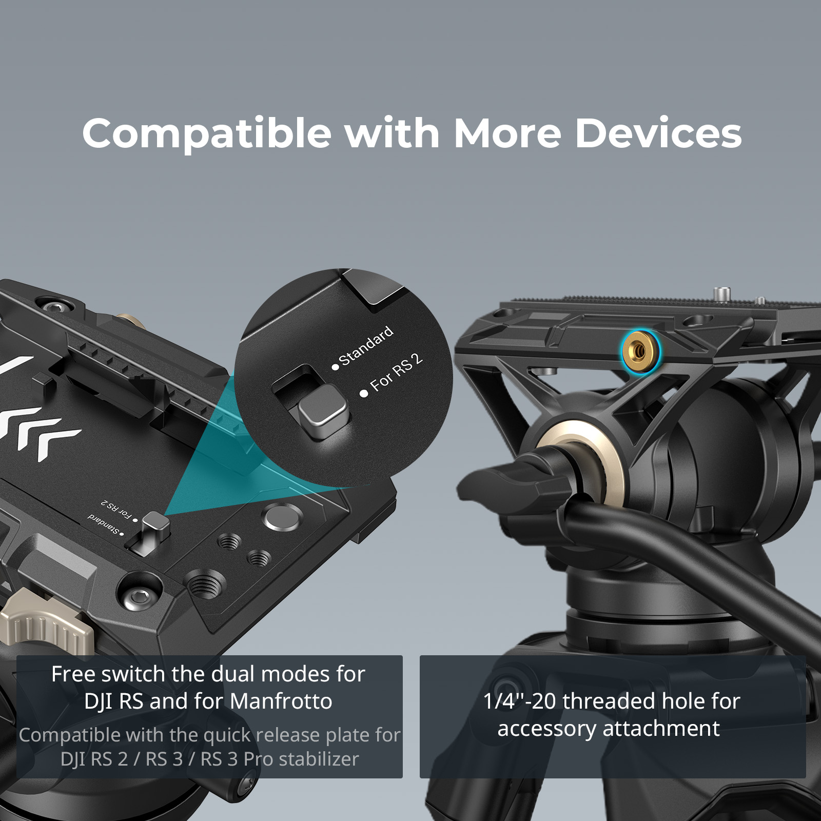 AD-01 Heavy-Duty Tripod (186cm Height, 8kg Load, 4kg Weight) with Fluid Head for Video - immagine 6