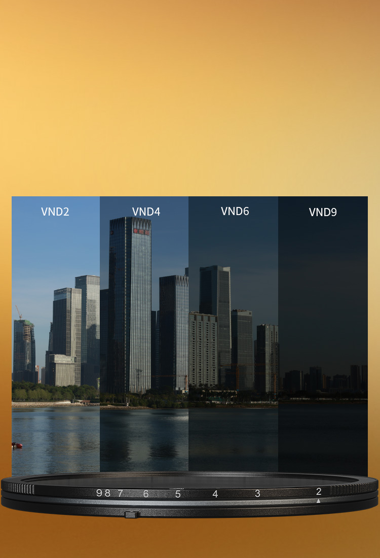 Adjustable 2-9 Stops VND Filter (Replaces 2-6 Stops ND Filters)