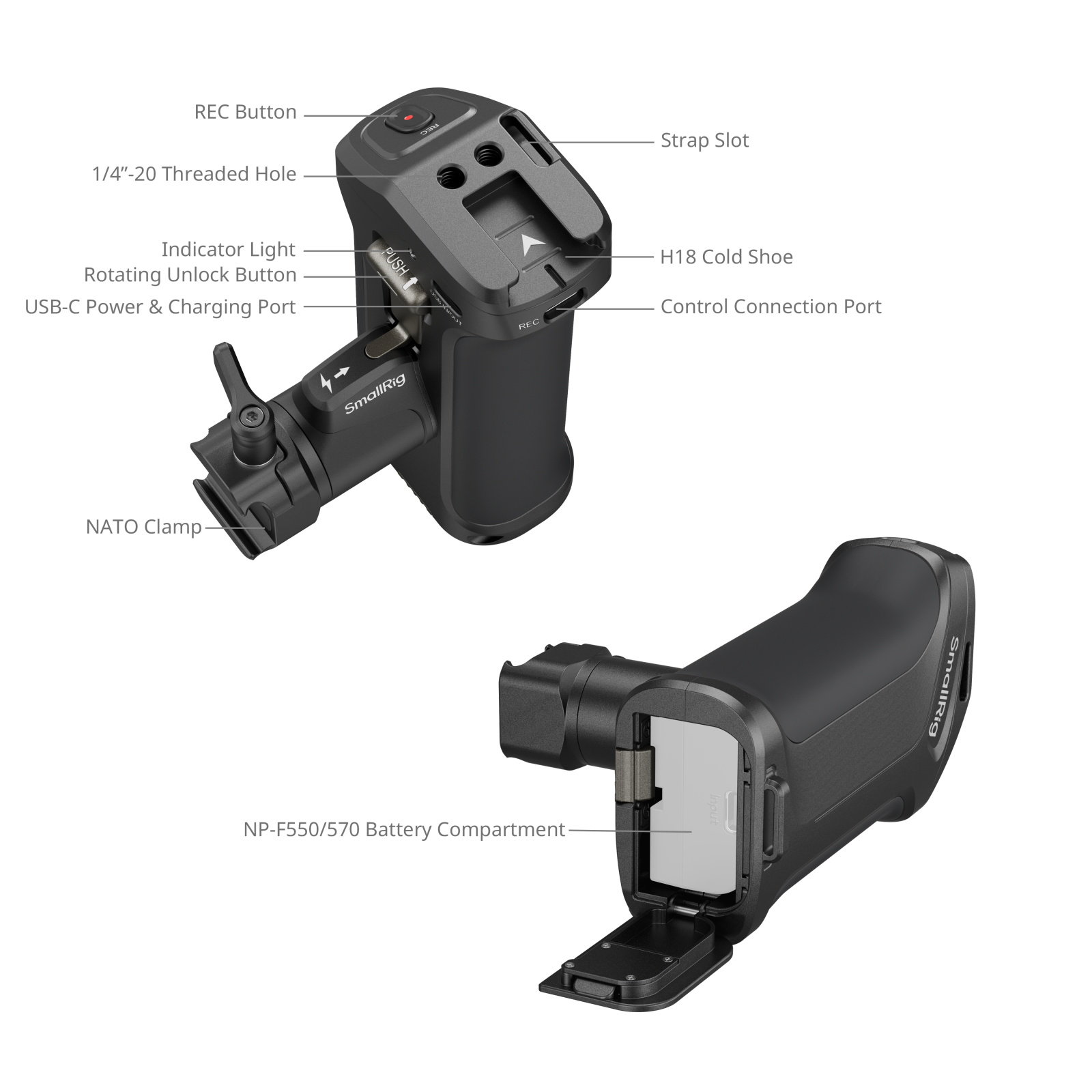 Rotating Side Handle with Trigger REC for Selected Sony Mirrorless Cameras - immagine 2