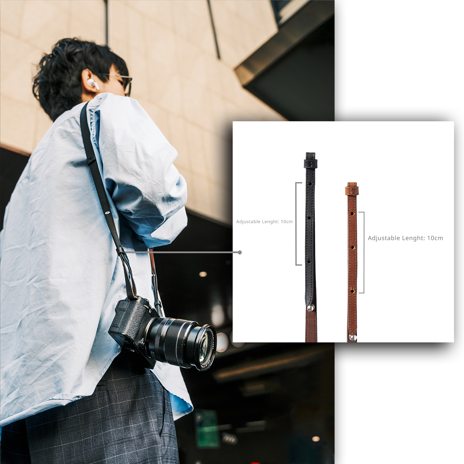 Universal Leather Camera Shoulder Strap - immagine 8