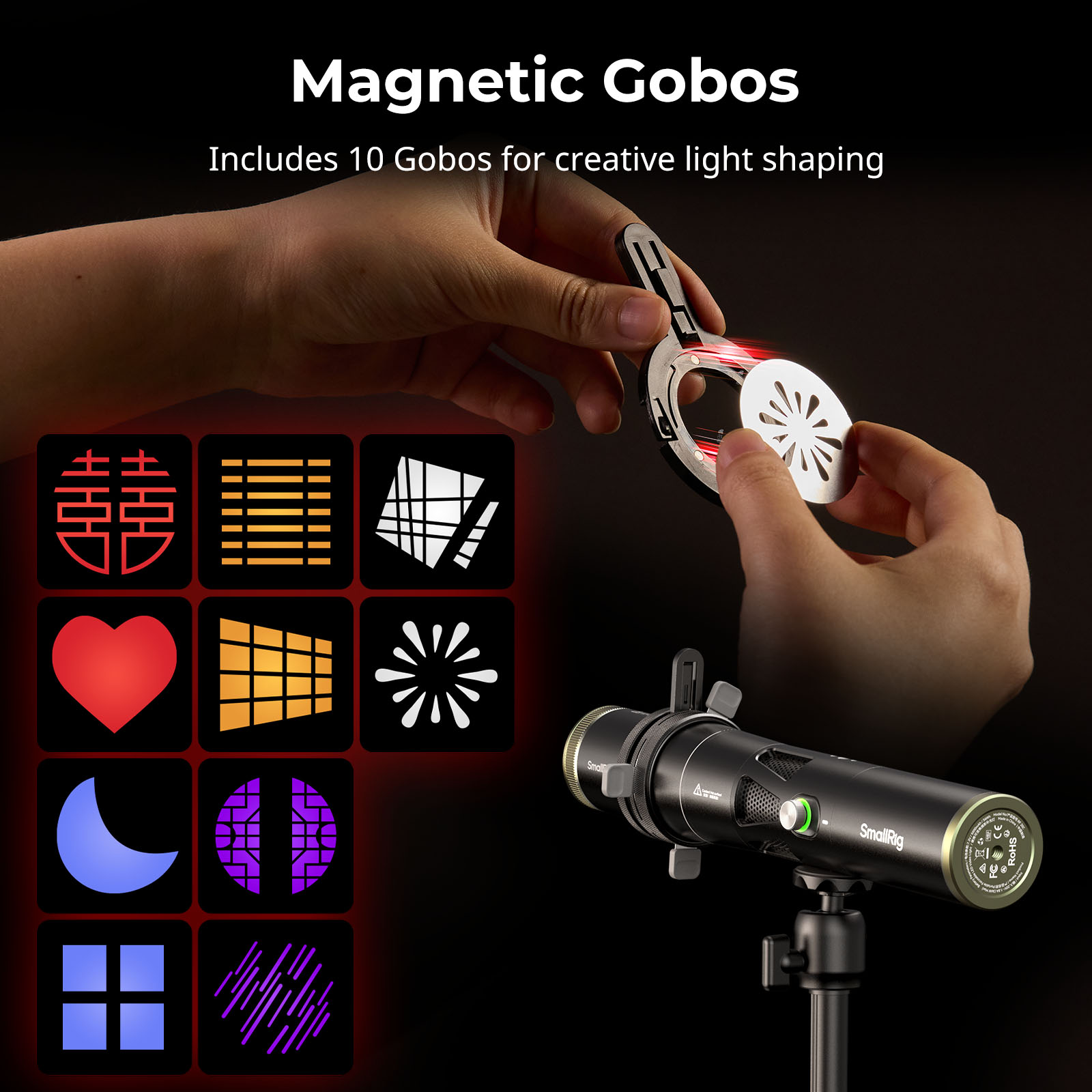 SP Air Spotlight for RF 20C and 10C, 4x Brightness, 36 Degree Beam, 10 Gobos, Focus, Magnetic - immagine 6
