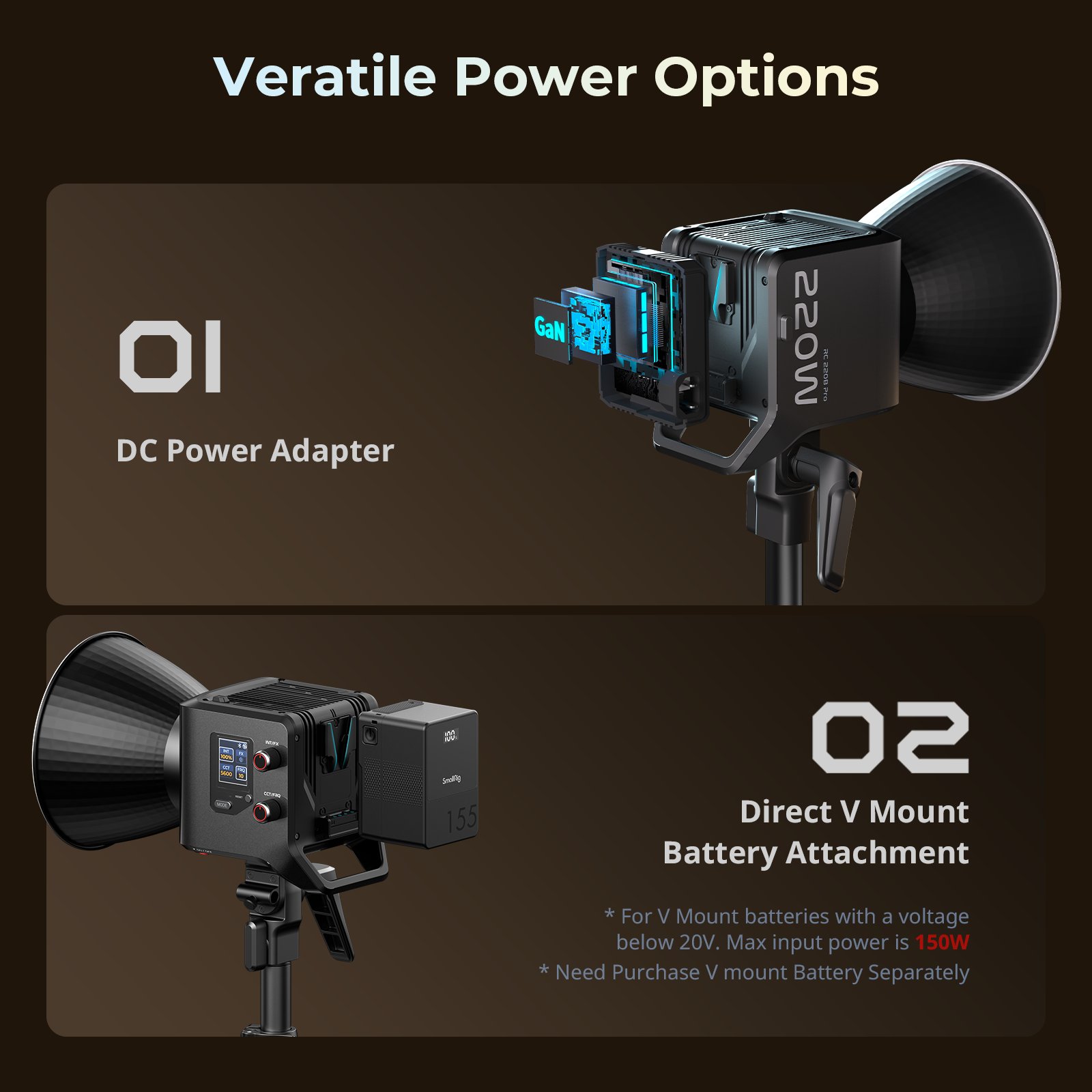 RC 220B/220D Pro COB LED Video Light - Quick-Mount Portable - immagine 4
