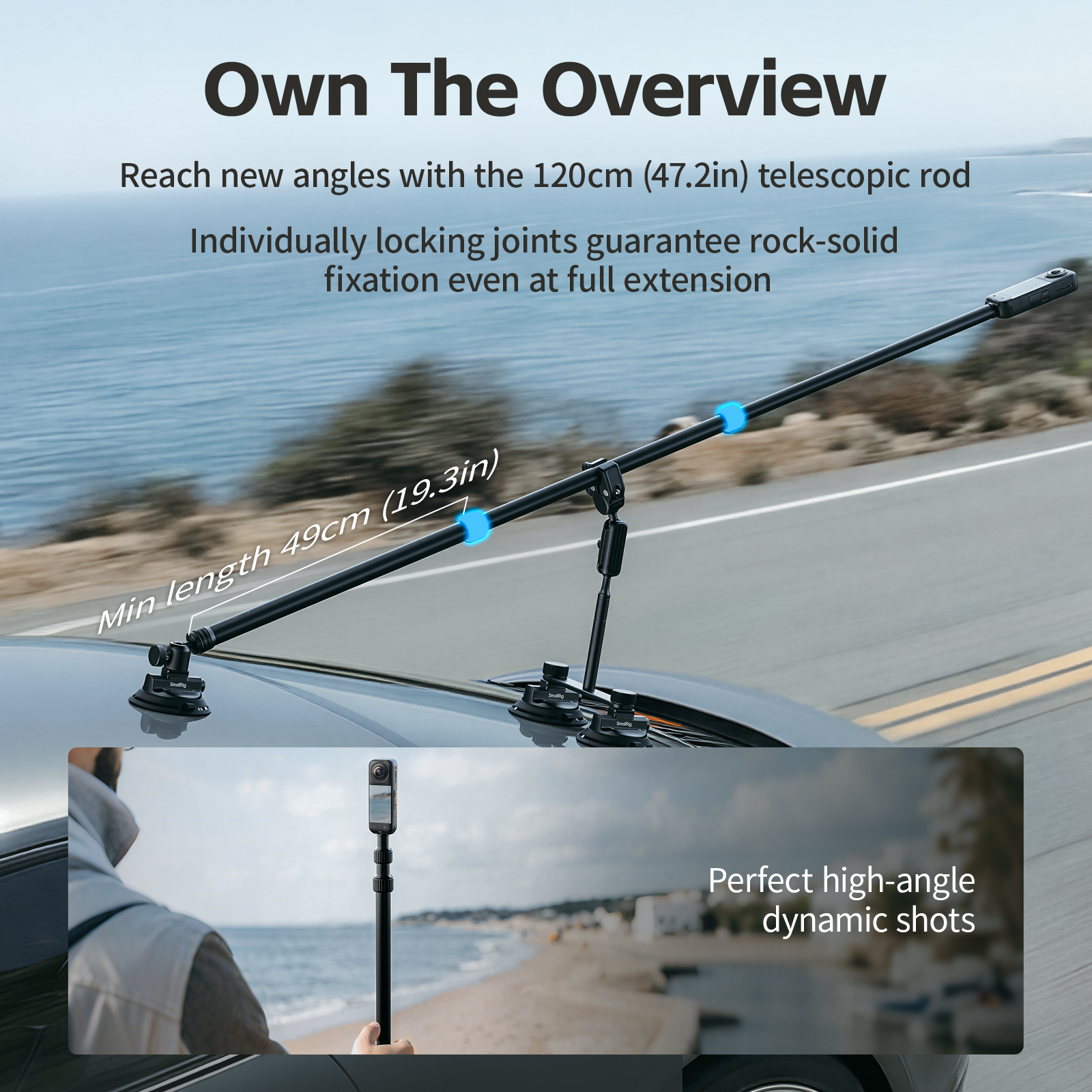 Vehicle Suction Cup Support Kit Invisible Stick for Car & Bicycle Action Camera Shooting - immagine 10