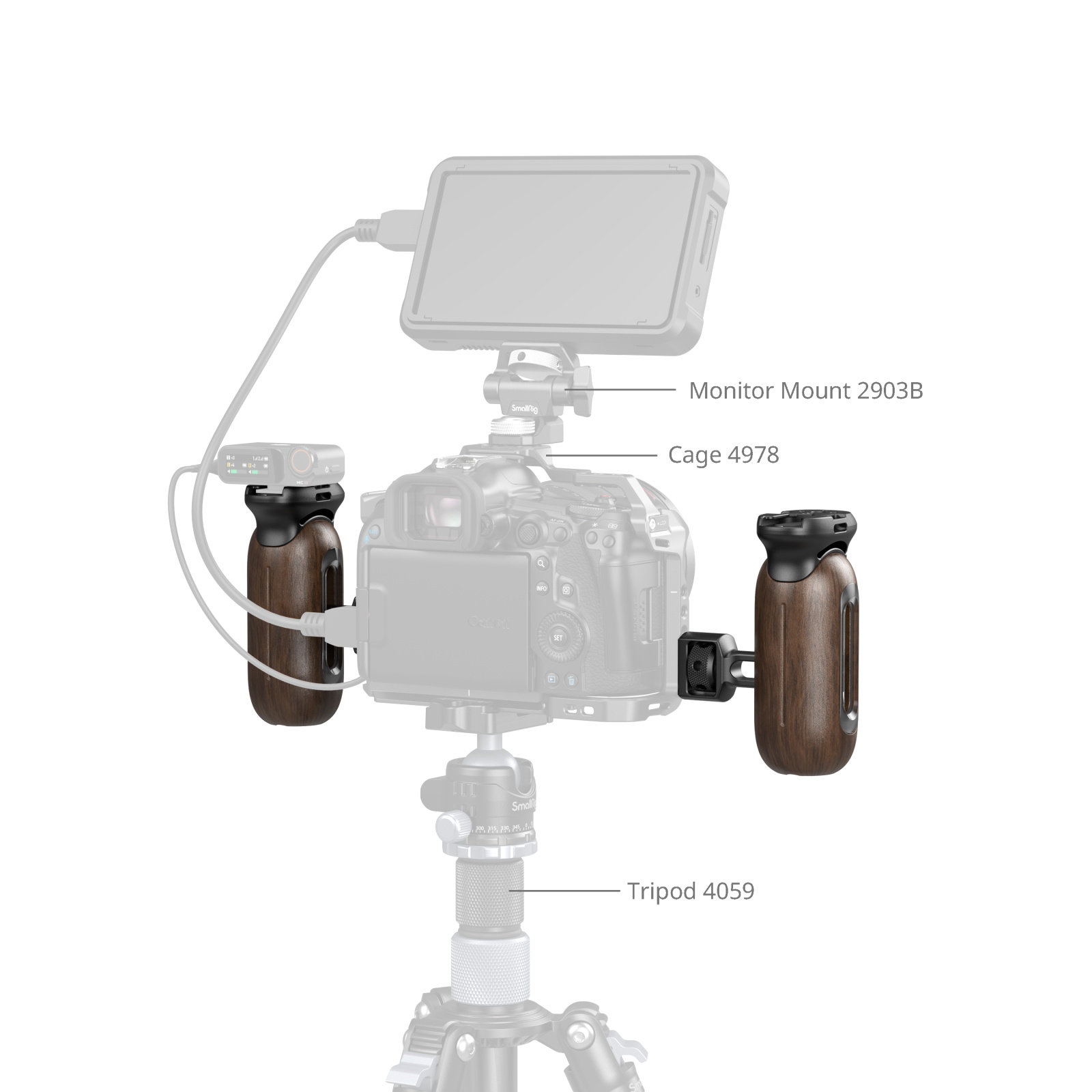 Wooden Side Handle with 1/4"-20 & 3/8''-16 ARRI Locating Screws - immagine 2