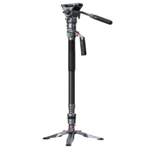 Carbon Fiber Monopod Tripod, 175cm Height, 5kg Load, 2.5kg Weight, with Hydraulic Head for Video