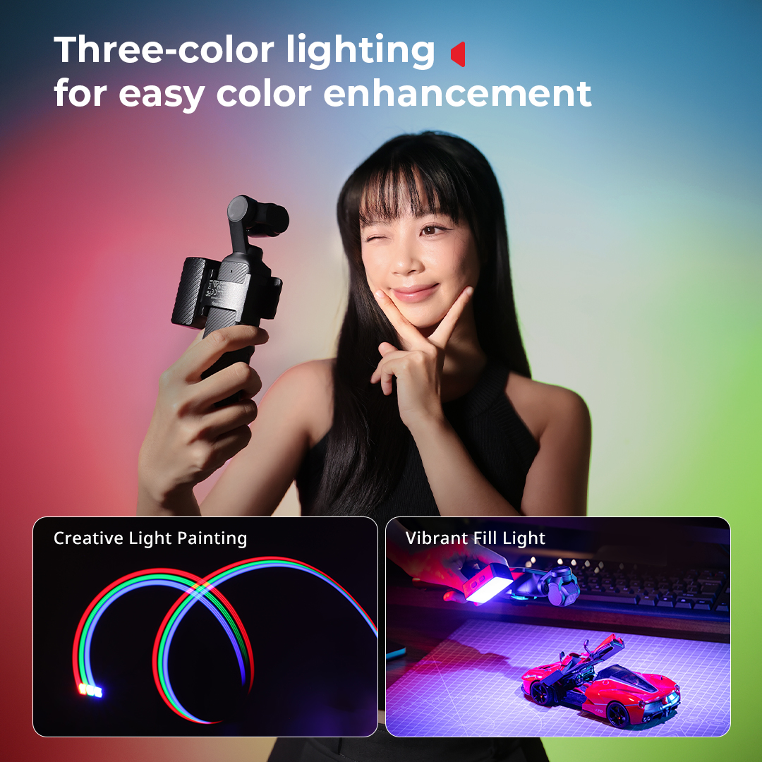 RGBWW LED Video Light for DJI Osmo Pocket 4P/4/3/Xtra Muse / Insta360 Luna Ultra / Pro - immagine 6