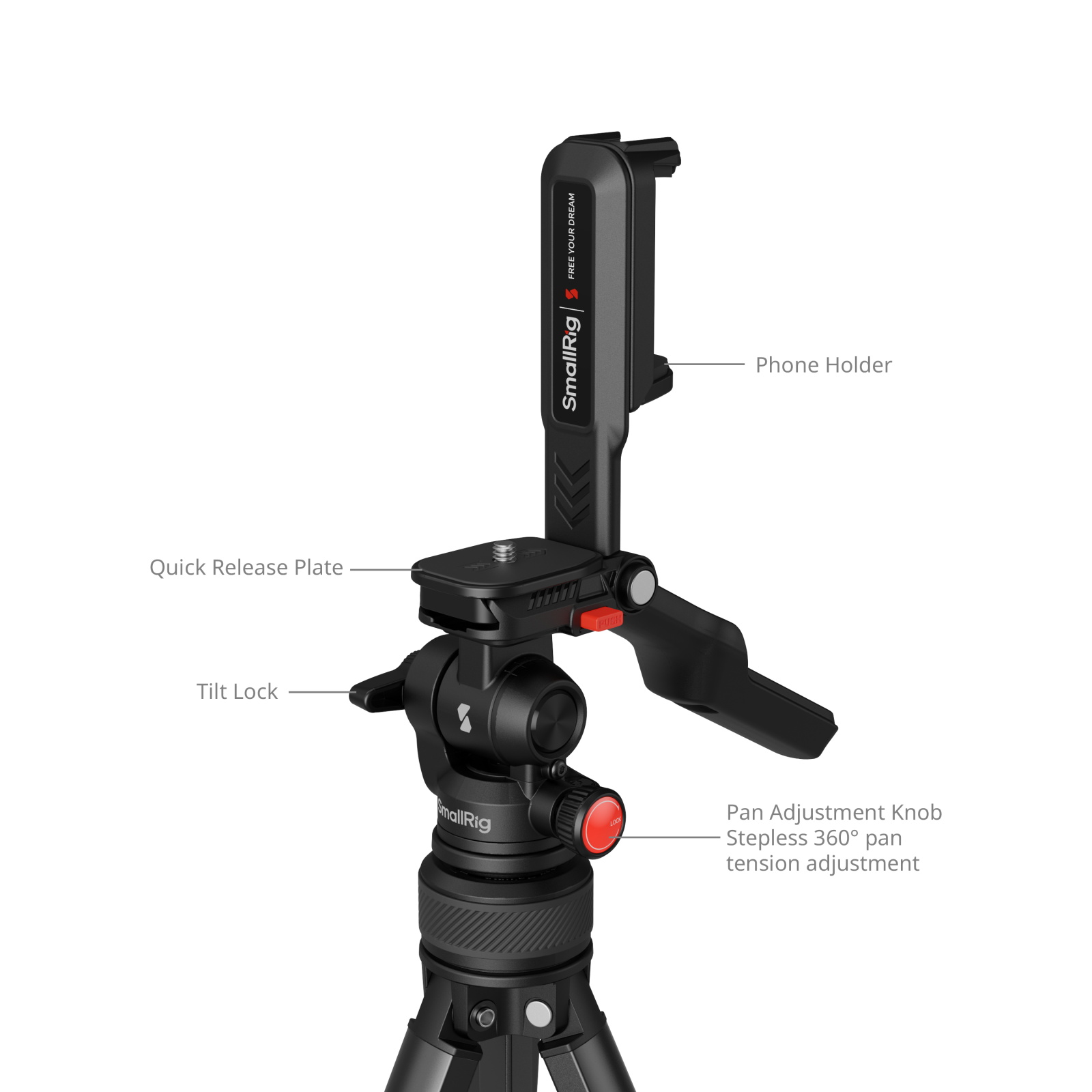 Compact Aluminum Tripod with Phone Clamp - immagine 2