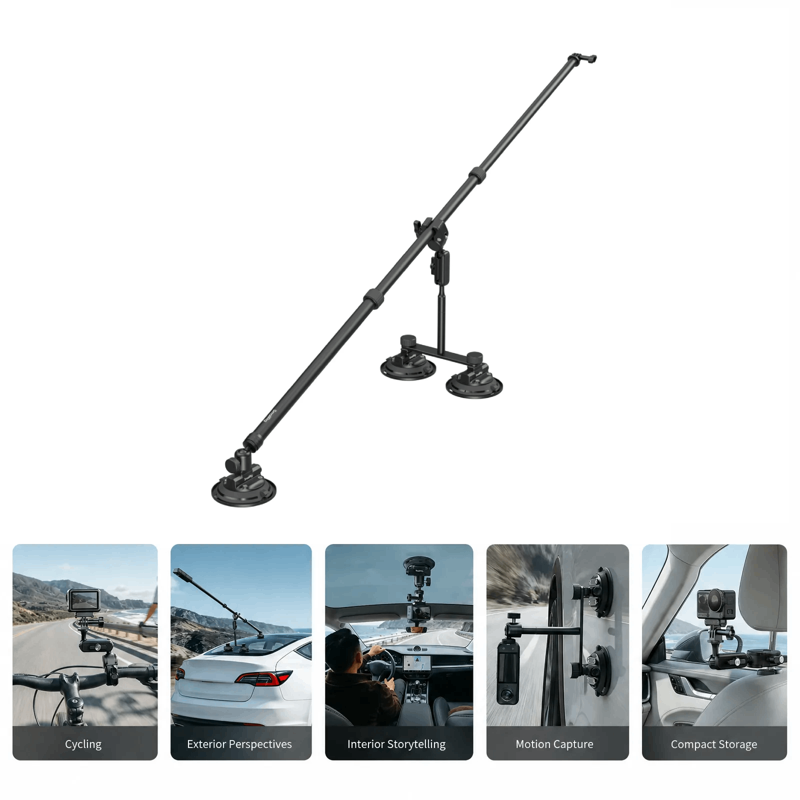 Vehicle Suction Cup Support Kit Invisible Stick for Car & Bicycle Action Camera Shooting