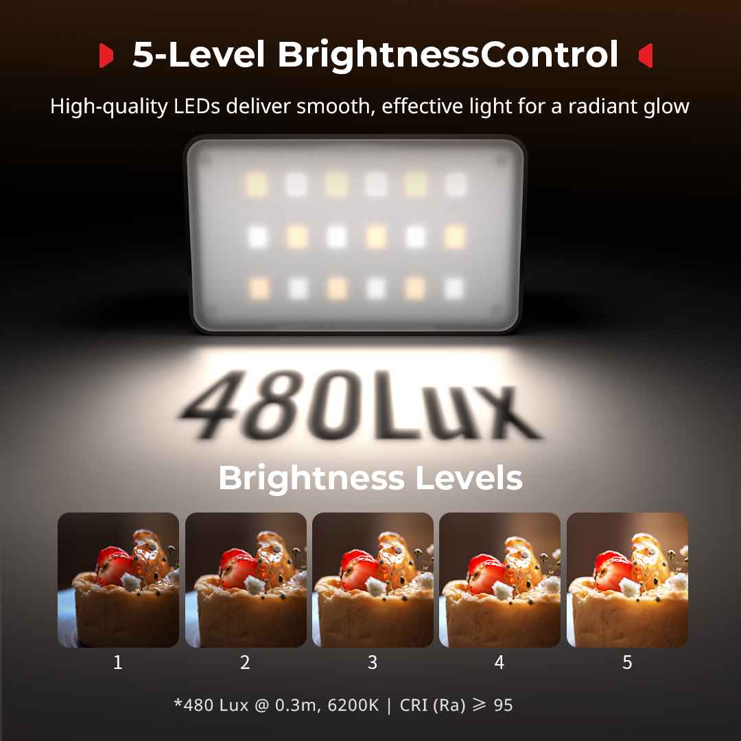 RGBWW LED Video Light for DJI Osmo Pocket 4P/4/3/Xtra Muse / Insta360 Luna Ultra / Pro - immagine 8