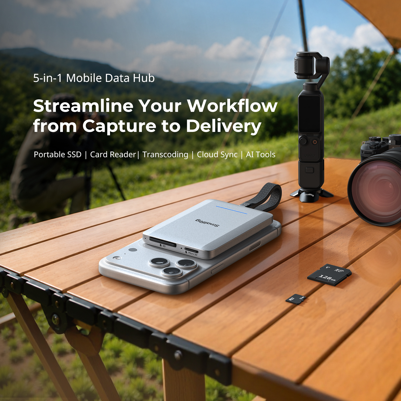 5-in-1 Multifunctional Portable SSD Mobile Data Hub with Triple Backup (6-Mo. Kocard App Included) - immagine 2