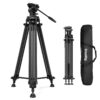 AD14 Carbon Fiber Heavy Duty Tripod(185cm Height, 10kg Load, 2.7kg Weight)with Fluid Head for Video