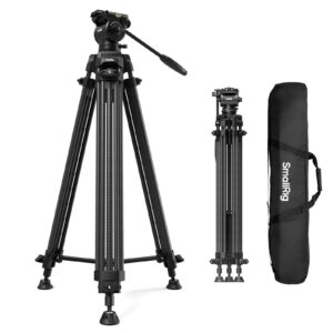 AD14 Carbon Fiber Heavy Duty Tripod(185cm Height, 10kg Load, 2.7kg Weight)with Fluid Head for Video