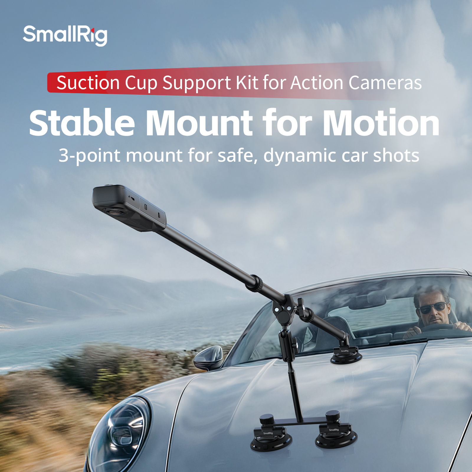 Vehicle Suction Cup Support Kit Invisible Stick for Car & Bicycle Action Camera Shooting - immagine 2