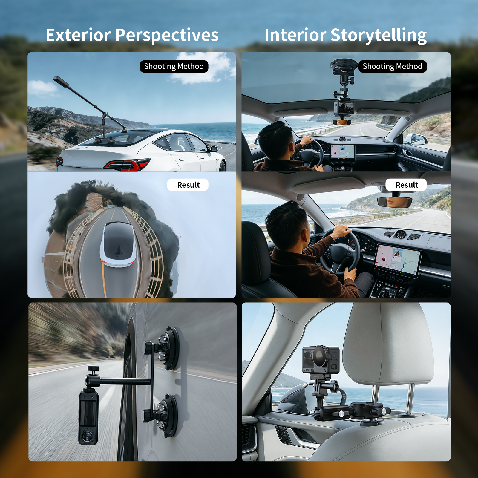 Vehicle Suction Cup Support Kit Invisible Stick for Car & Bicycle Action Camera Shooting - immagine 6