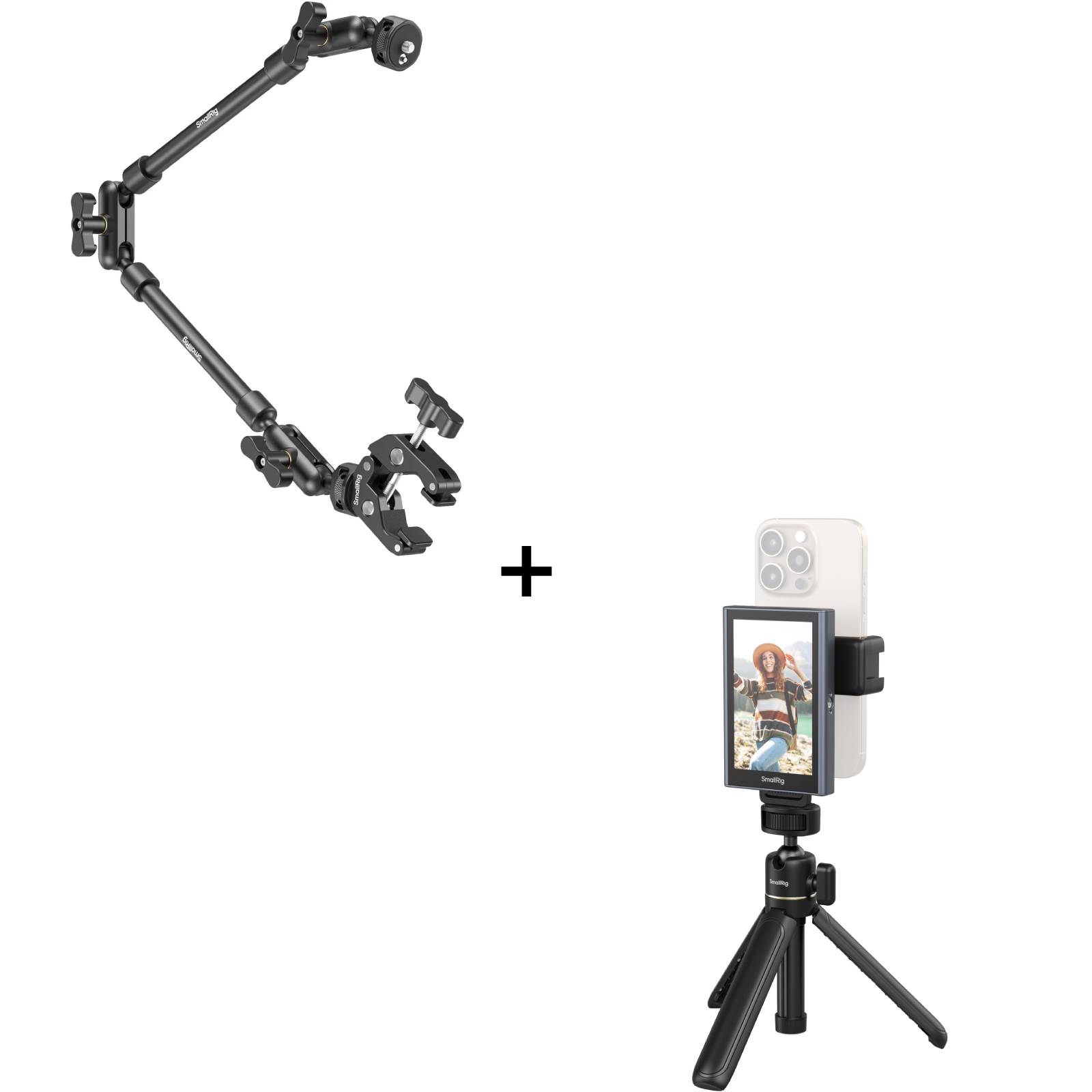 Desktop Shooting Magic Arm with Crab Clamp Kit for Phone, Webcam & Action Camera - immagine 12