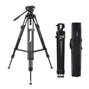 FreeBlazer Heavy-Duty Tripod Kit (191cm Height, 8kg Load, 4.4kg Weight) with Fluid Head for Video