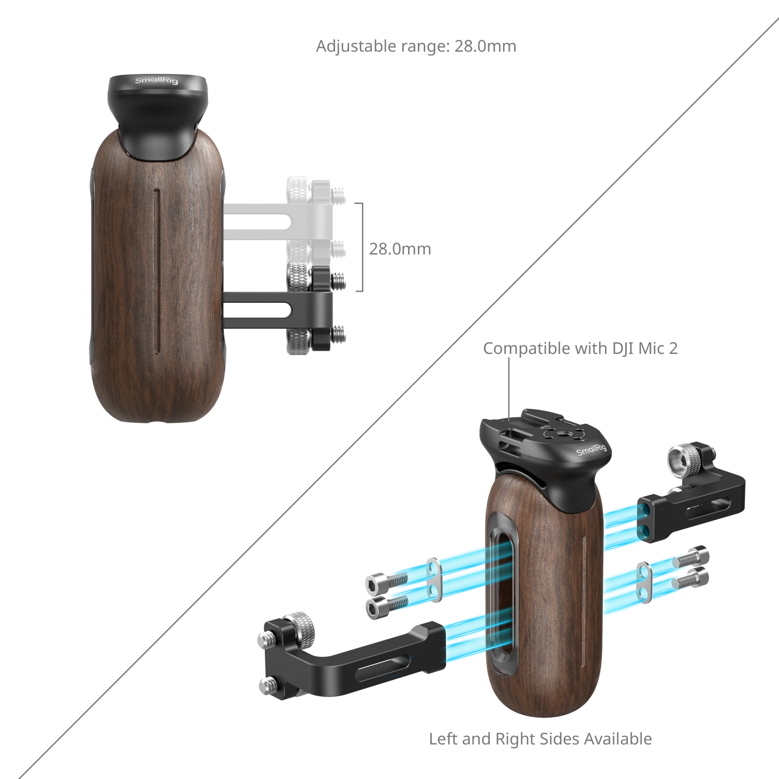 Wooden Side Handle with 1/4"-20 Screws - immagine 5