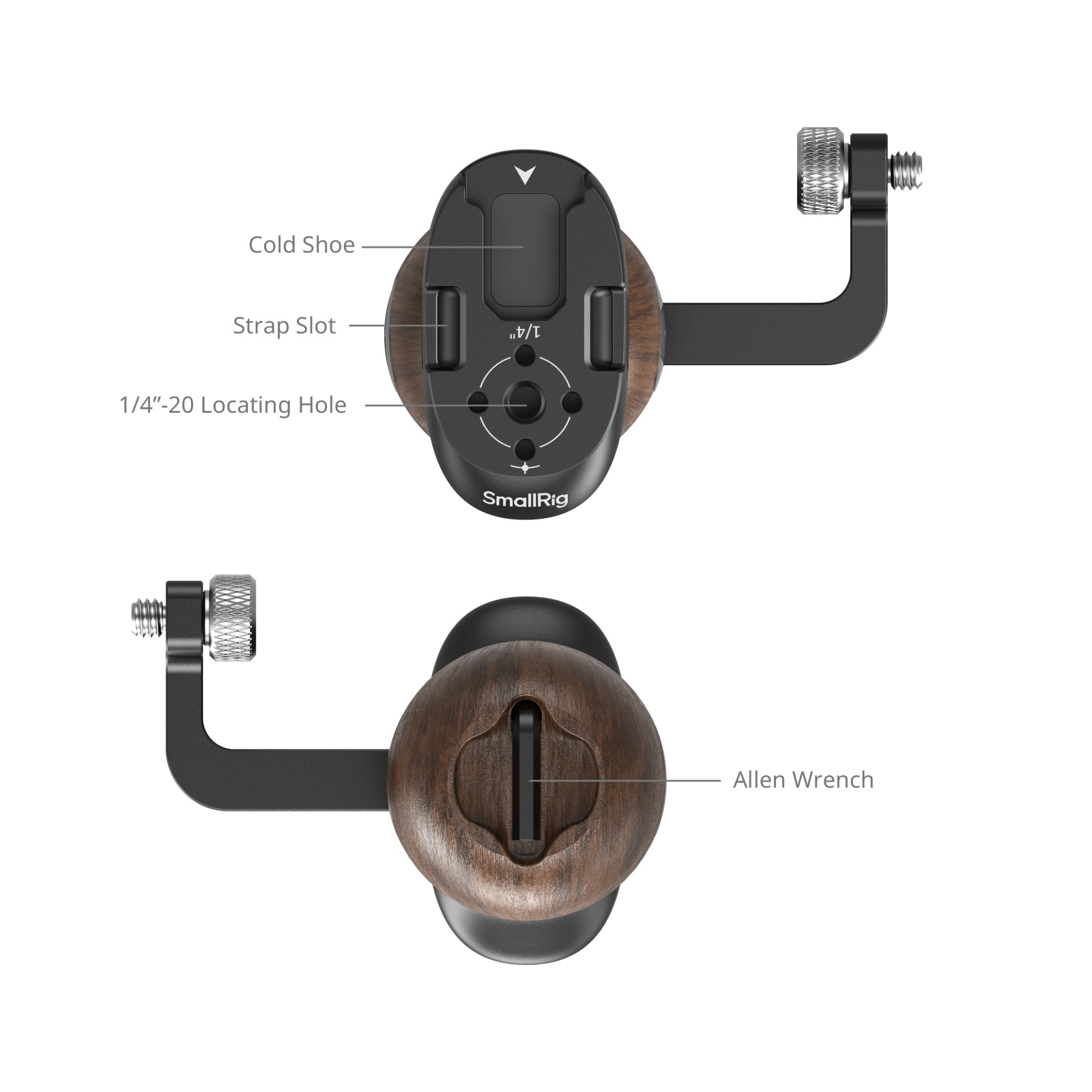 Wooden Side Handle with 1/4"-20 Screws - immagine 7