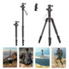 Camera Tripod (180cm Height, 15kg Load, 1.53kg Weight) with Arca Ball Head & Phone Holder for Travel