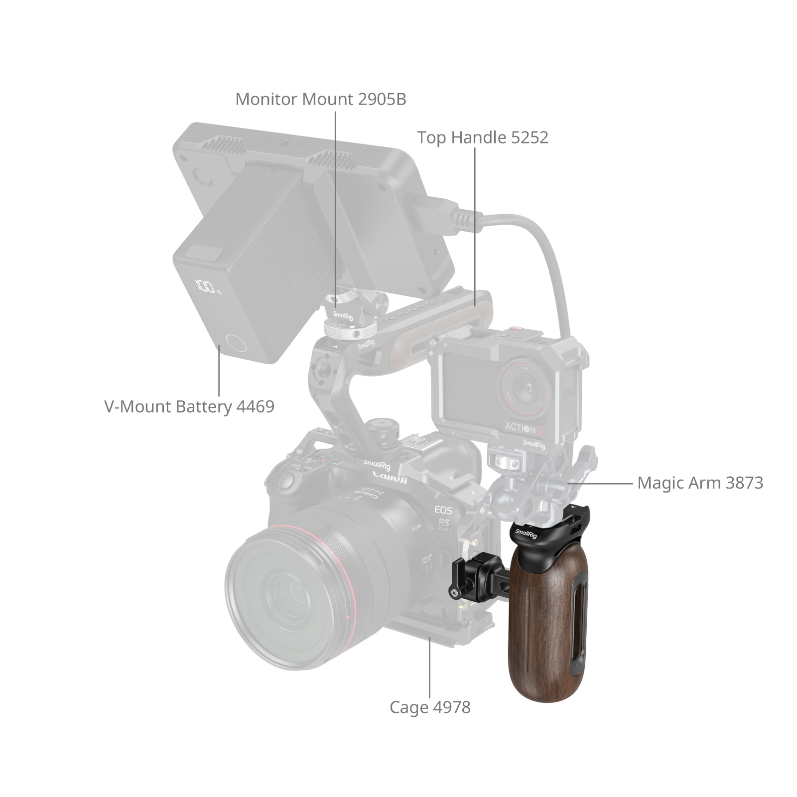 Wooden Side Handle with NATO Clamp - immagine 4