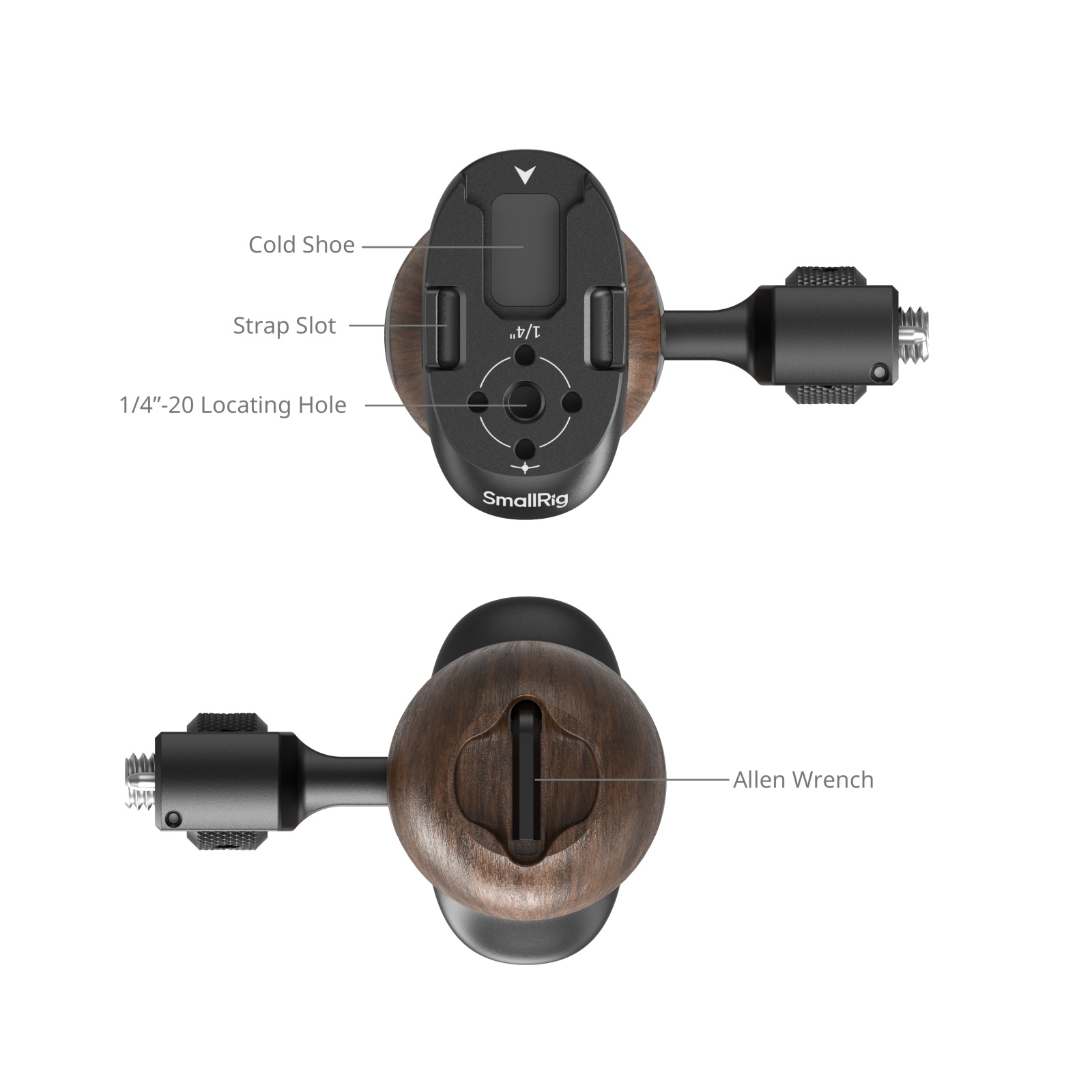 Wooden Side Handle with 1/4"-20 & 3/8''-16 ARRI Locating Screws - immagine 8