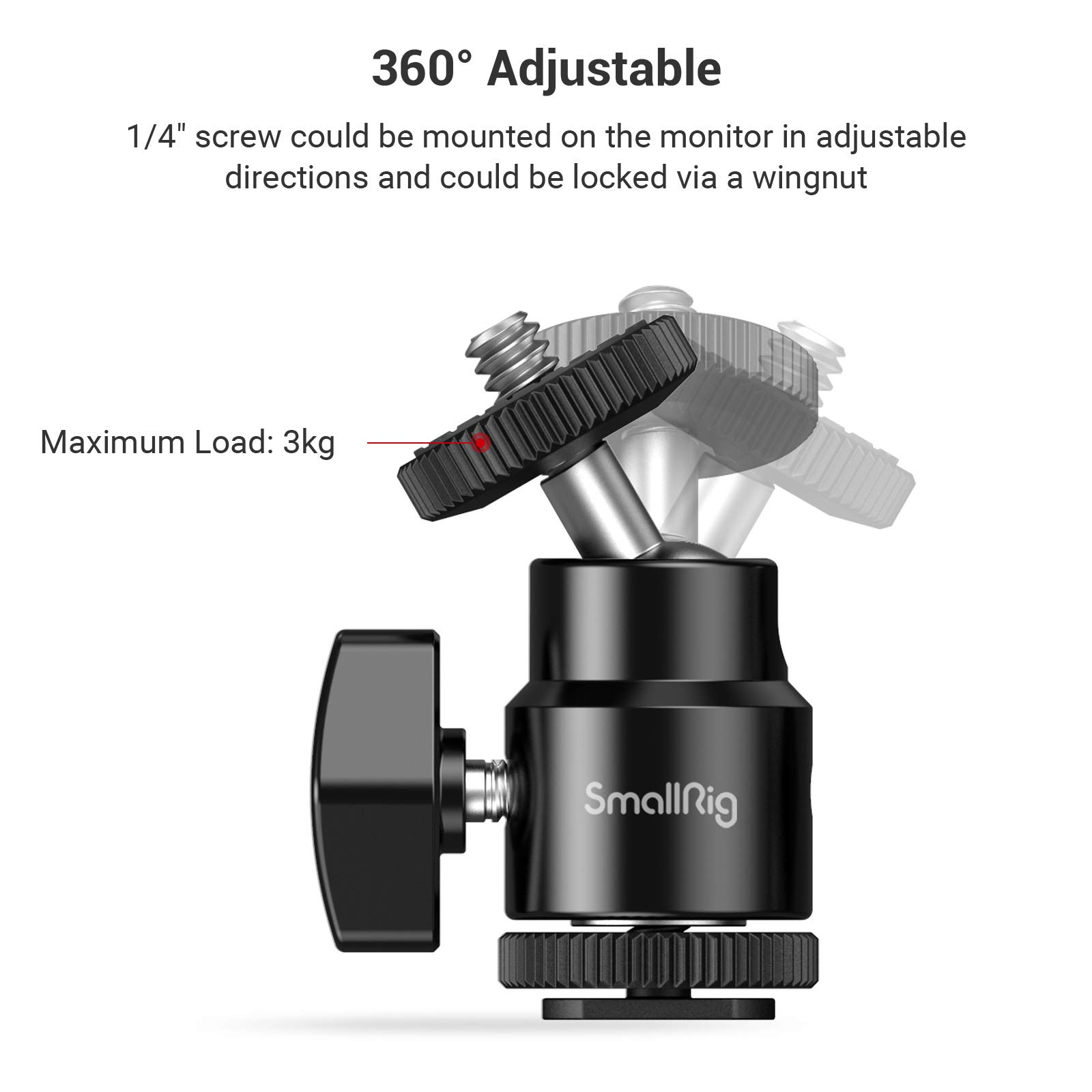 Ball Head Cold Shoe to 1/4" Threaded Adapter - immagine 4