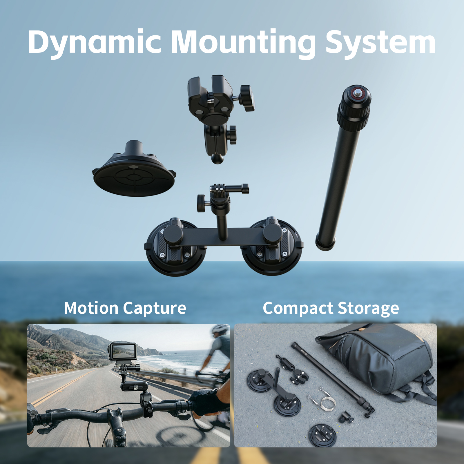 Vehicle Suction Cup Support Kit Invisible Stick for Car & Bicycle Action Camera Shooting - immagine 5