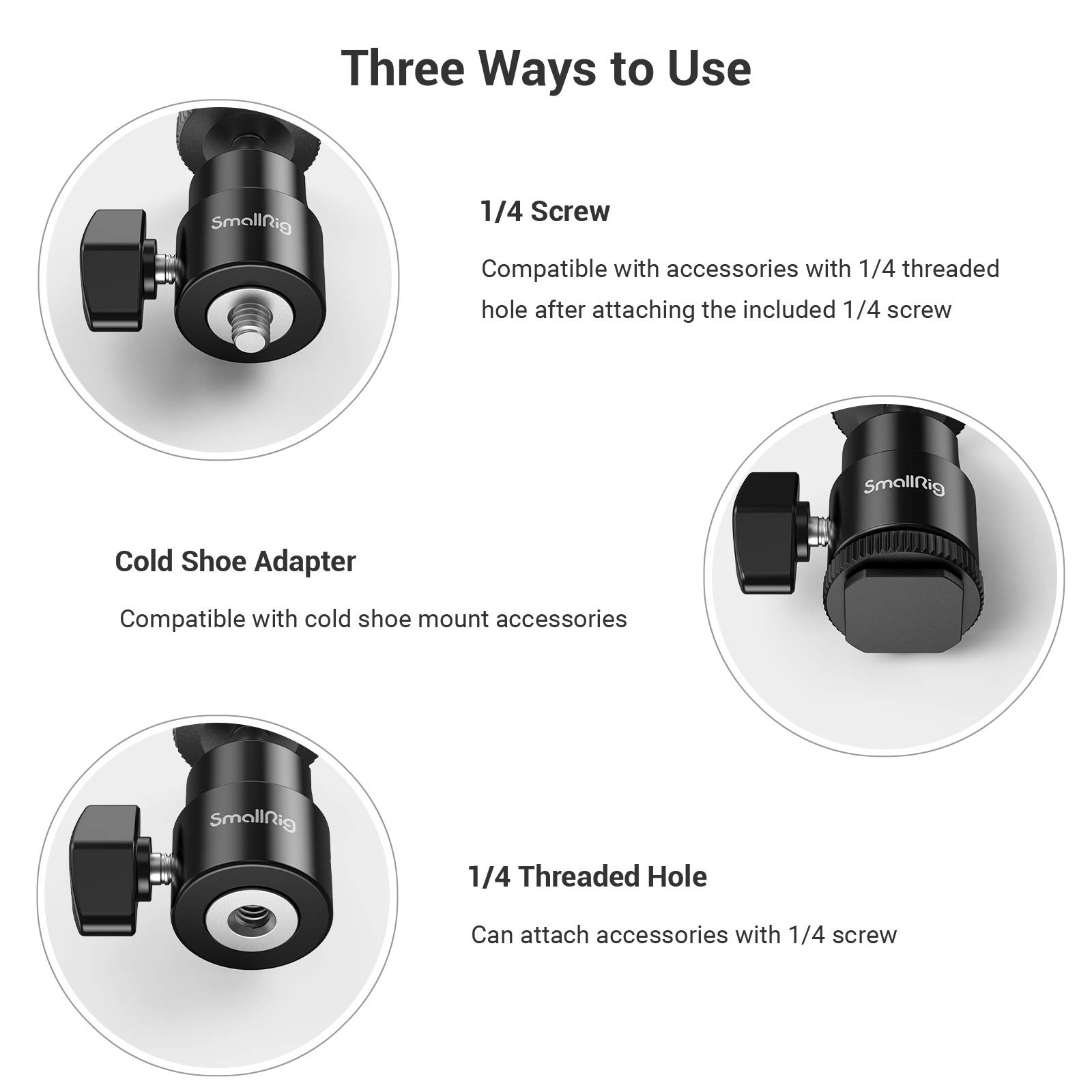 Ball Head Cold Shoe to 1/4" Threaded Adapter - immagine 6