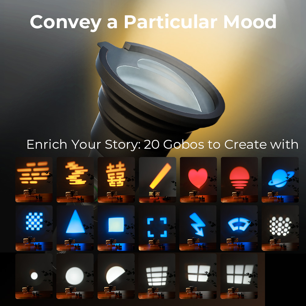 RF 10C 10W Creative Portrait Vlogging Zoom Light with 4 Colors, 20 Filters, CRI 96+ - immagine 2