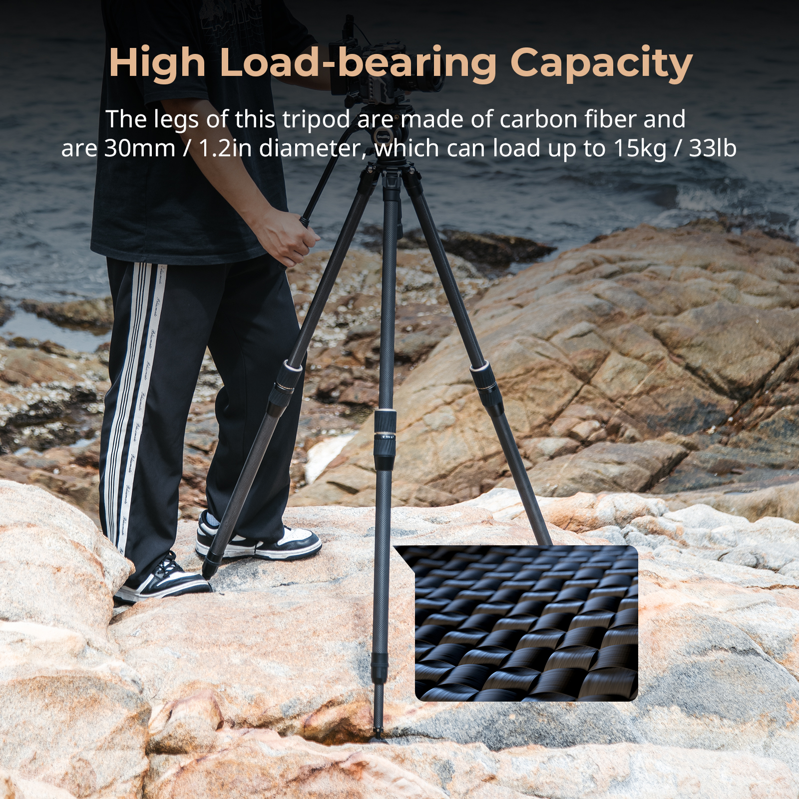 Carbon Fiber Video Tripod (2.1kg, 15kg Load) with FreeSpeed Legs & 65mm Bowl Fluid Head (10kg Load) - immagine 3
