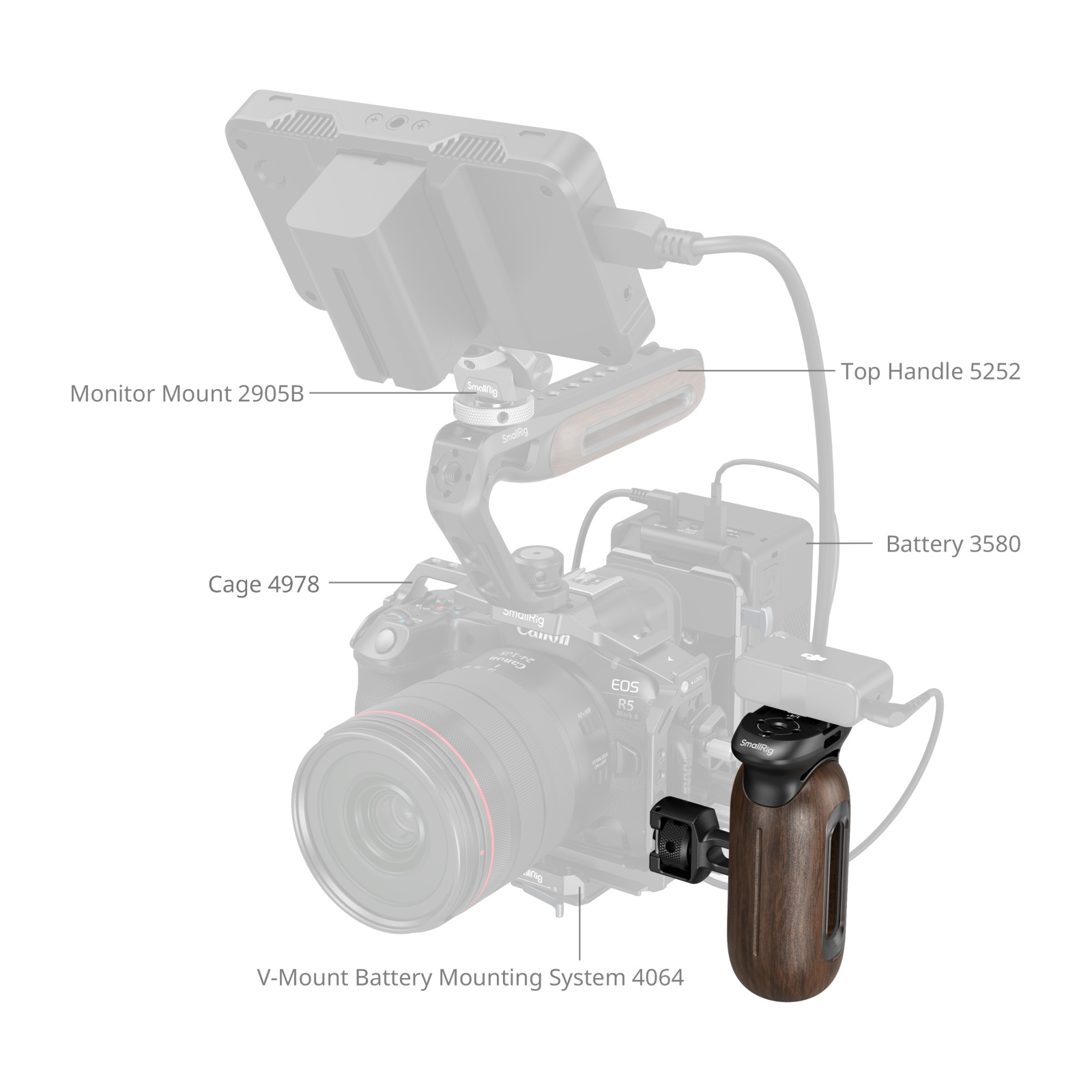 Wooden Side Handle with 1/4"-20 & 3/8''-16 ARRI Locating Screws - immagine 3