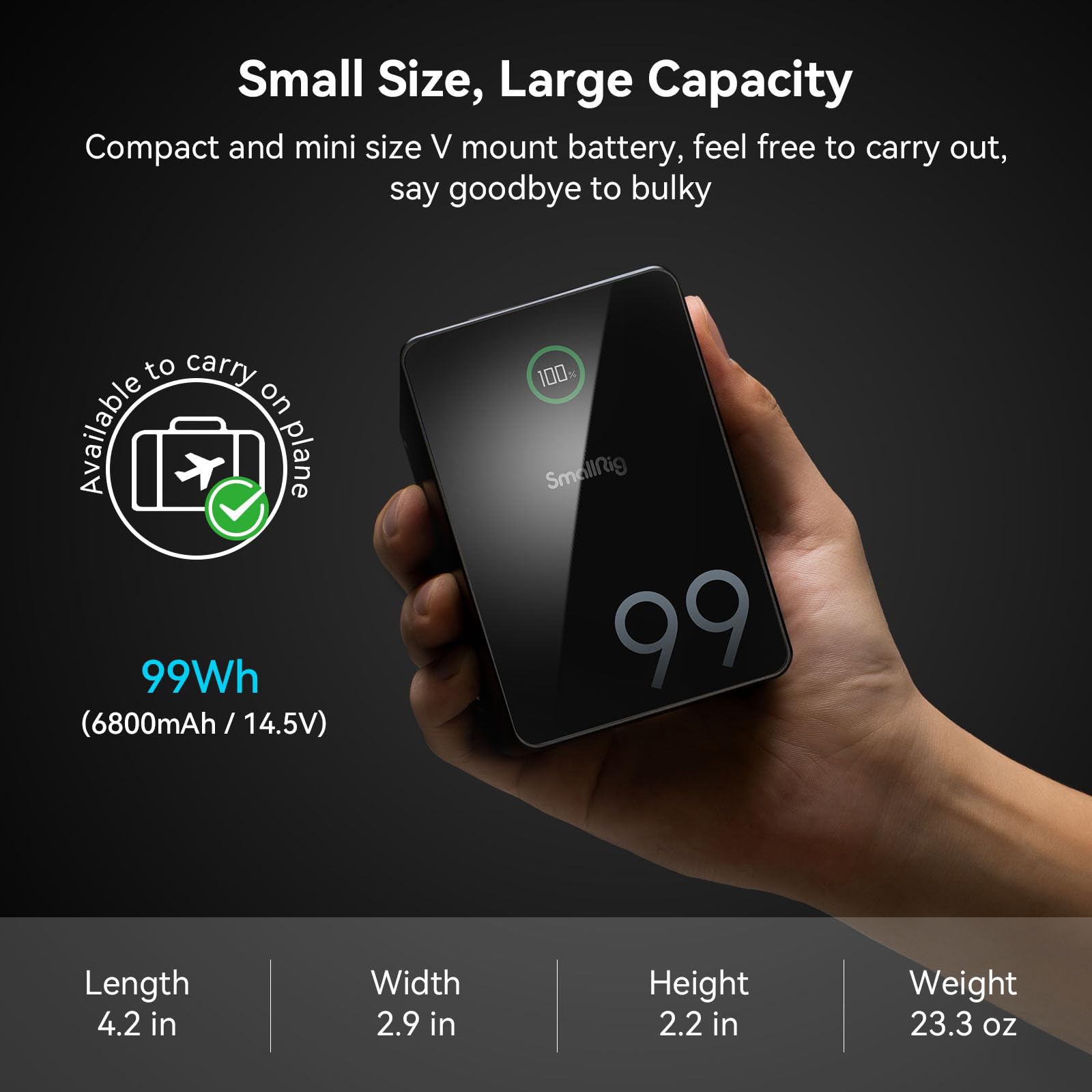 VB99 Pro mini V-Mount Battery Kit, 99Wh/6800mAh – Dual USB‑C 100W PD Fast Charge (2.5h Full) - immagine 8