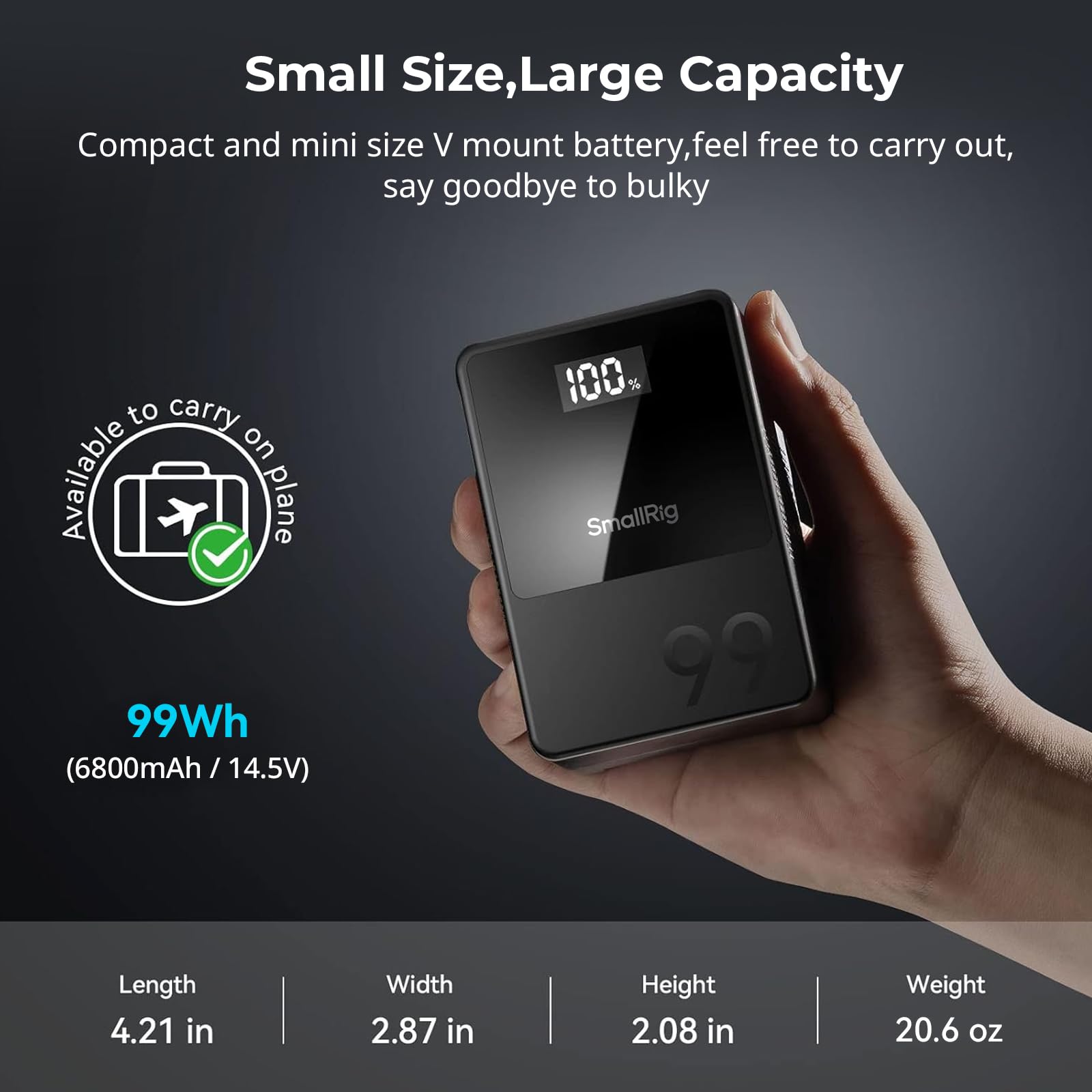 VB99 mini V-Mount Battery Kit, 99Wh/6800mAh – 100W USB‑C PD Fast Charge (2h Full) - immagine 8
