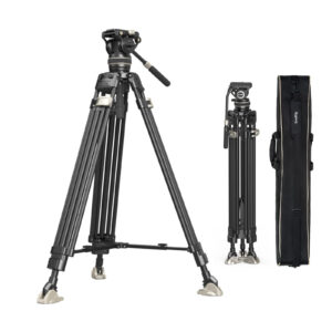 FreeBlazer Carbon Fiber Tripod Kit (197cm Height, 10kg Load, 5kg Weight) with Fluid Head for Video