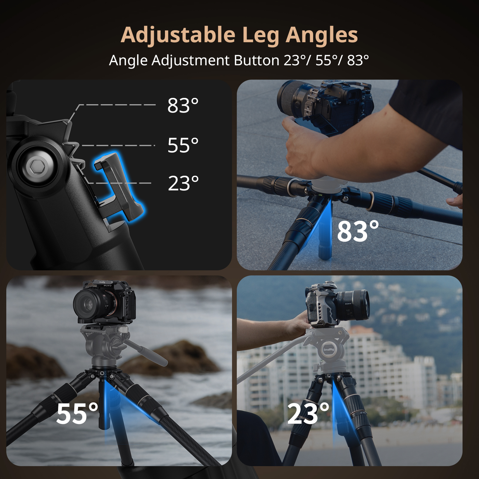 Carbon Fiber Video Tripod (2.1kg, 15kg Load) with FreeSpeed Legs & 65mm Bowl Fluid Head (10kg Load) - immagine 4