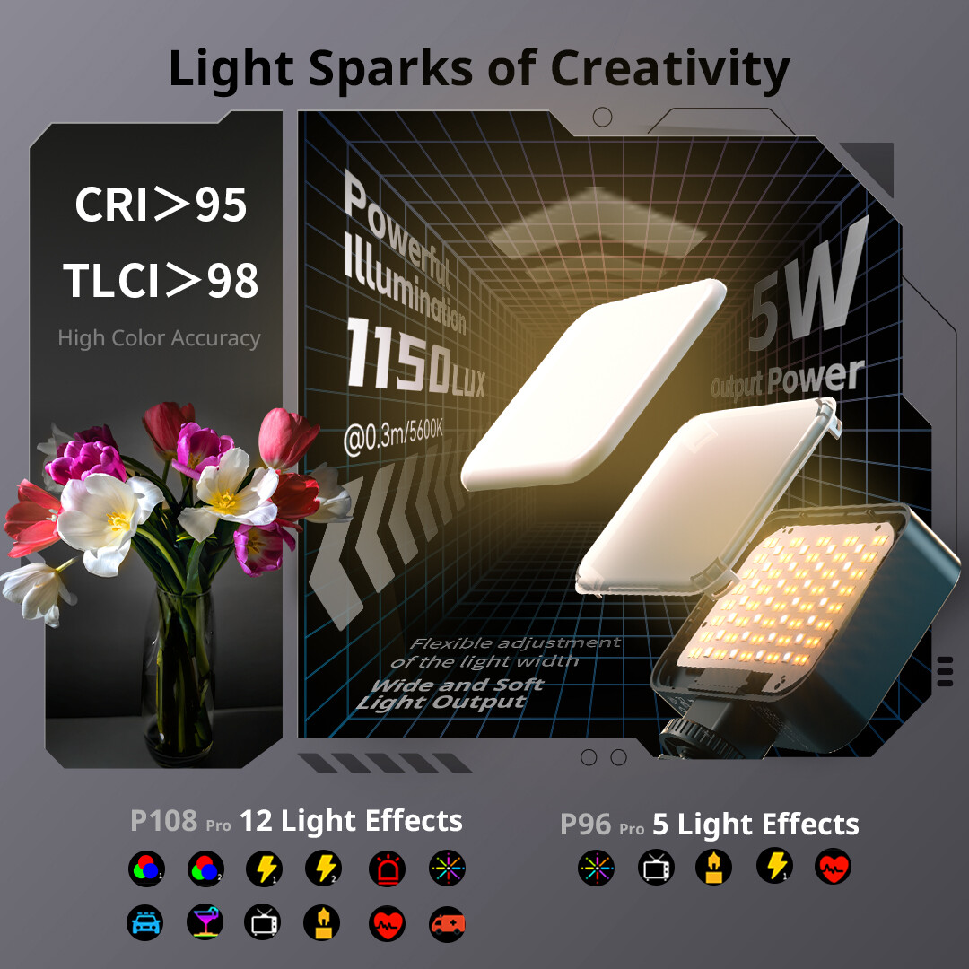 Vibe P96 / P108 Pro mini LED Video Light - immagine 4