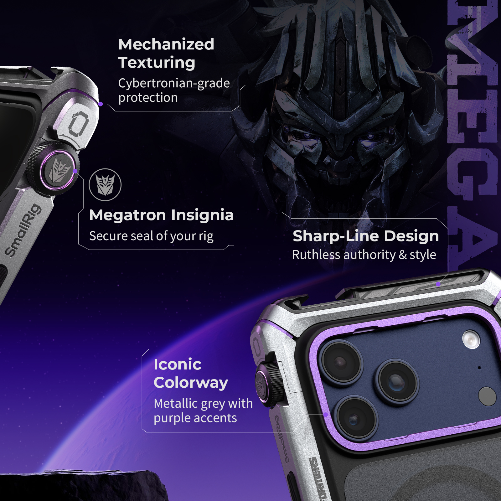 Transformers Megatron Dual Handheld Video Cage Kit with Wireless Control for iPhone 17 Pro/Pro Max - immagine 5